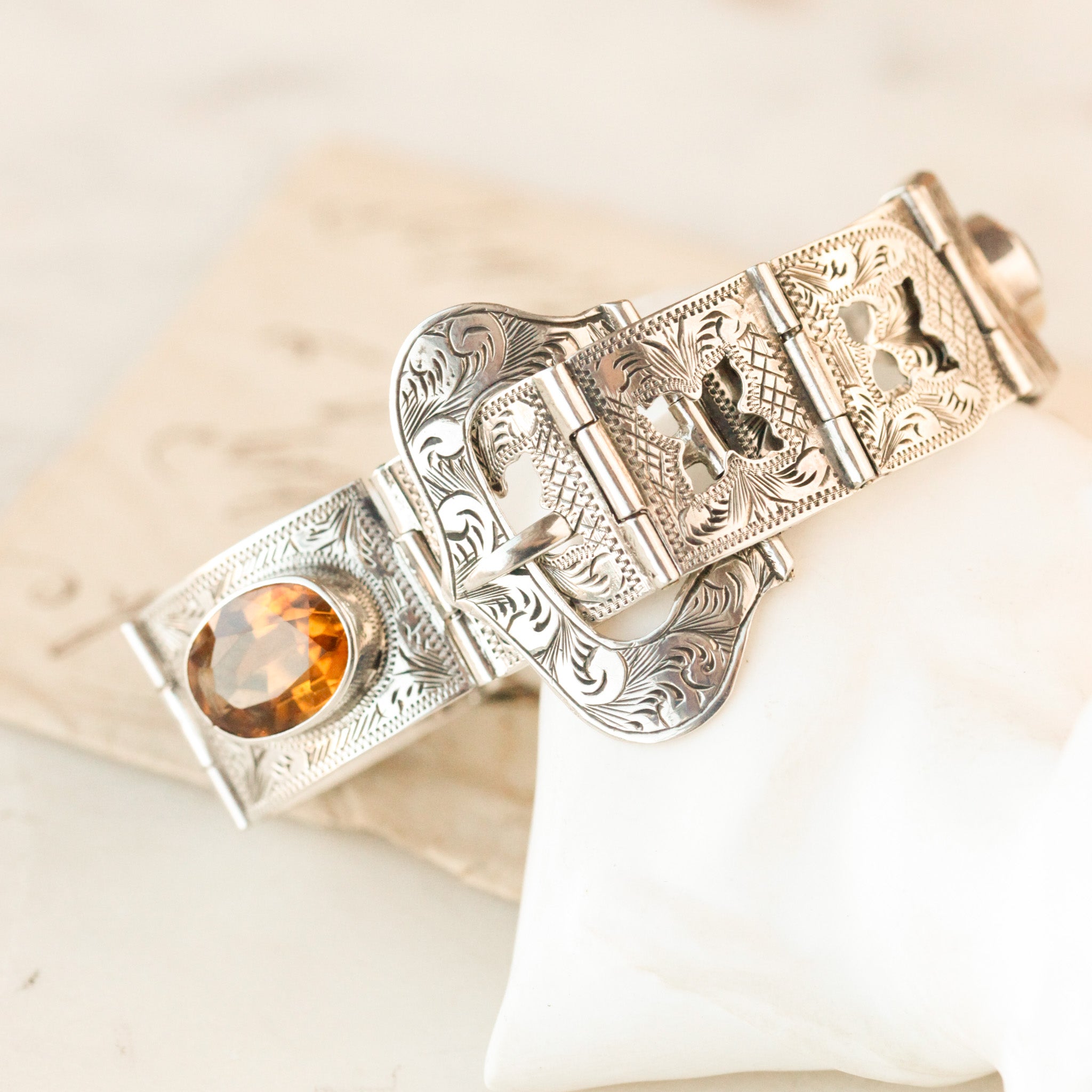 Lena Sterling Citrine Buckle Bracelet