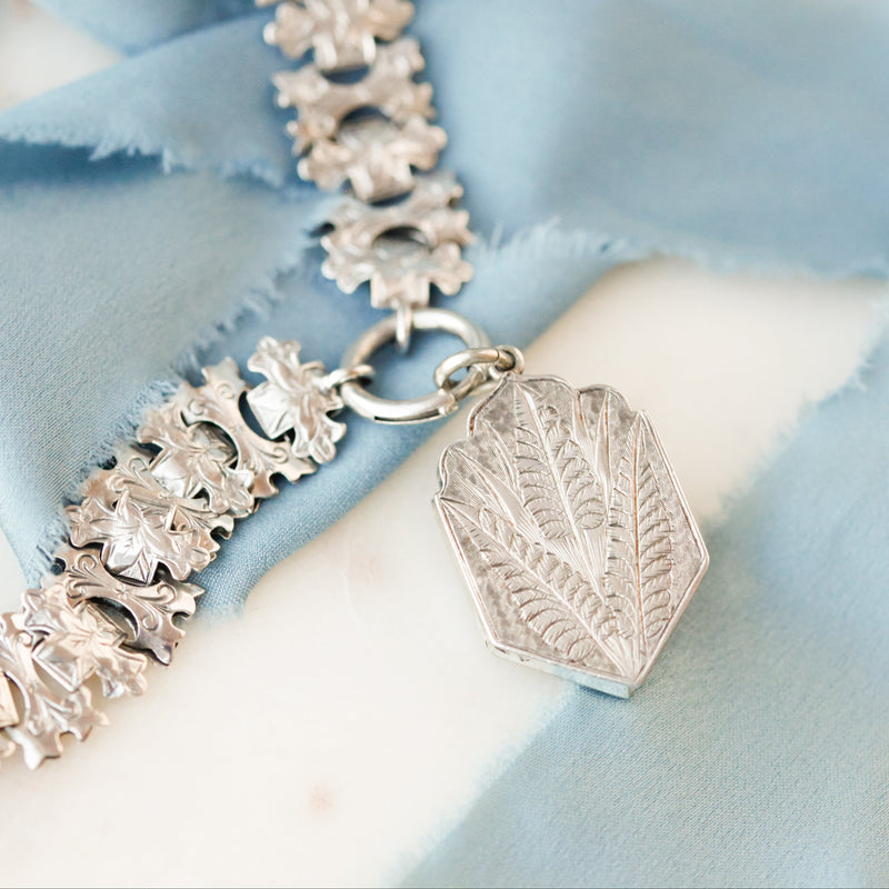 Engraved Fern Book Chain Locket