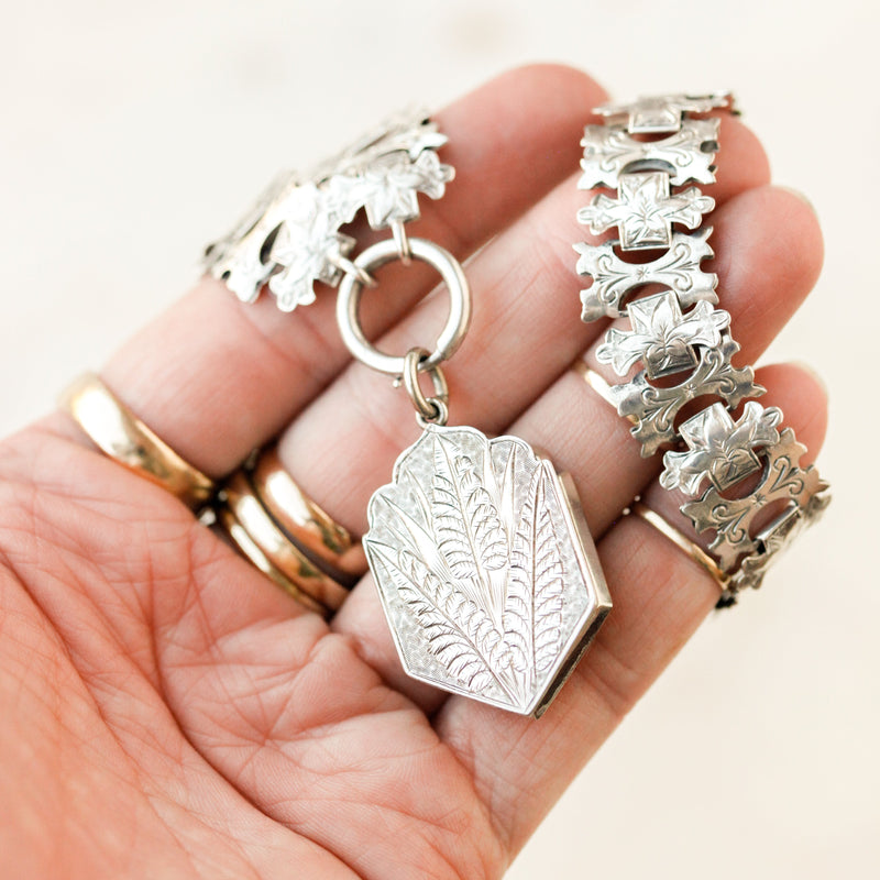 Engraved Fern Book Chain Locket