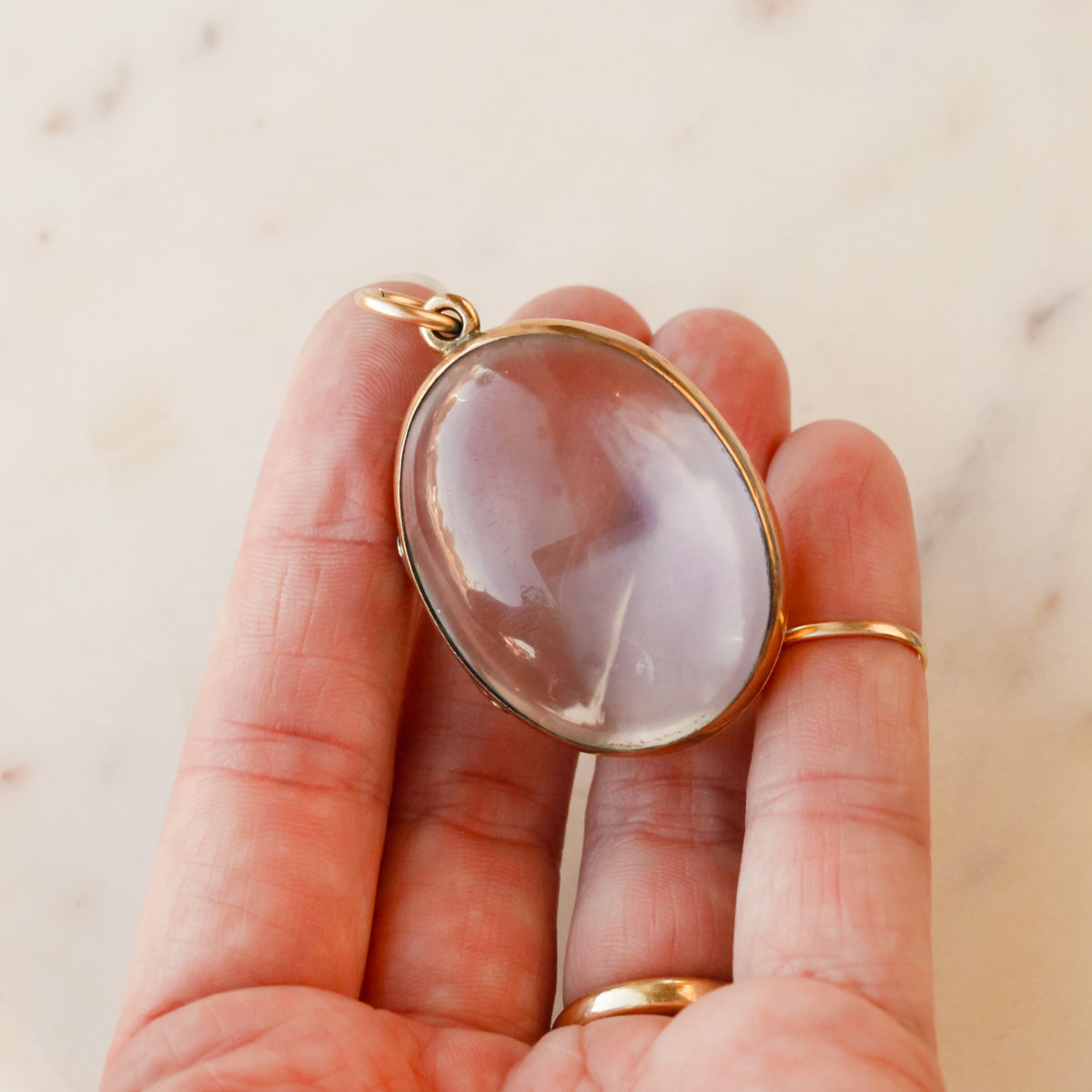 Victorian Gold-Filled Double-Sided Rock Crystal Locket