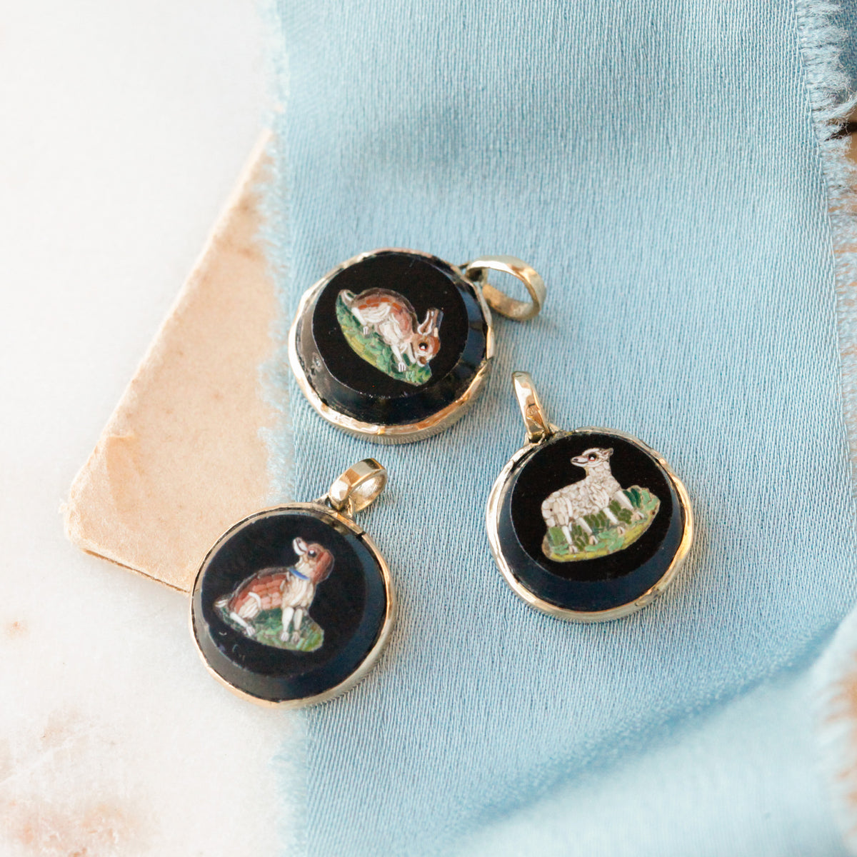 Georgian Micromosaic Menagerie Pendants