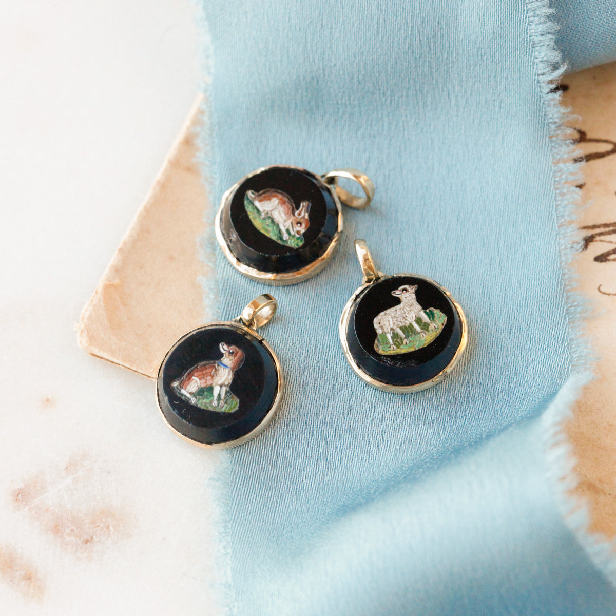 Georgian Micromosaic Menagerie Pendants
