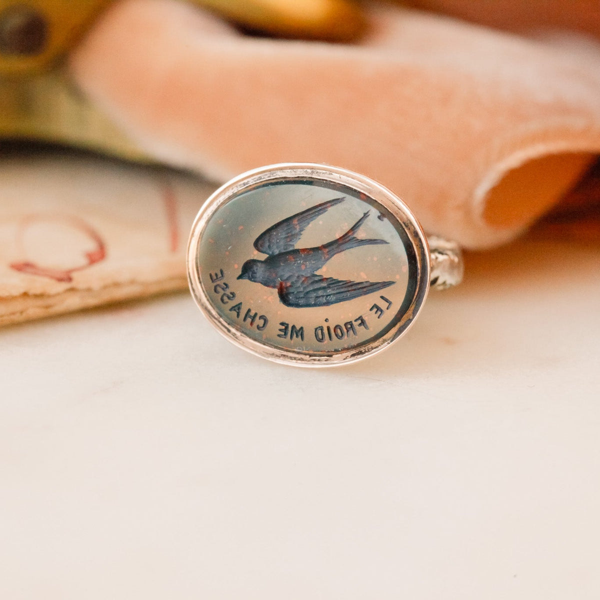 Georgian ‘LE FROID ME CHASSE’ Swallow and Diamond Seal