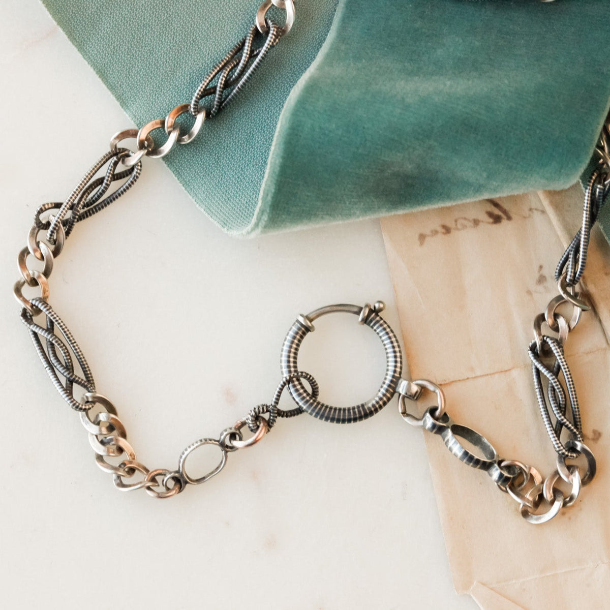 Victorian Niello Striped Chain with Twisted Links