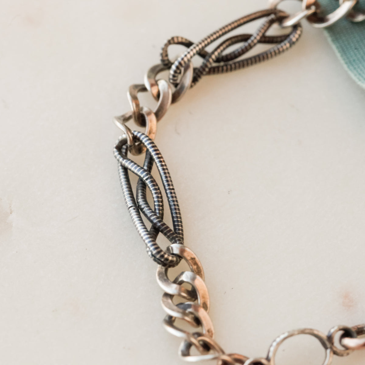Victorian Niello Striped Chain with Twisted Links