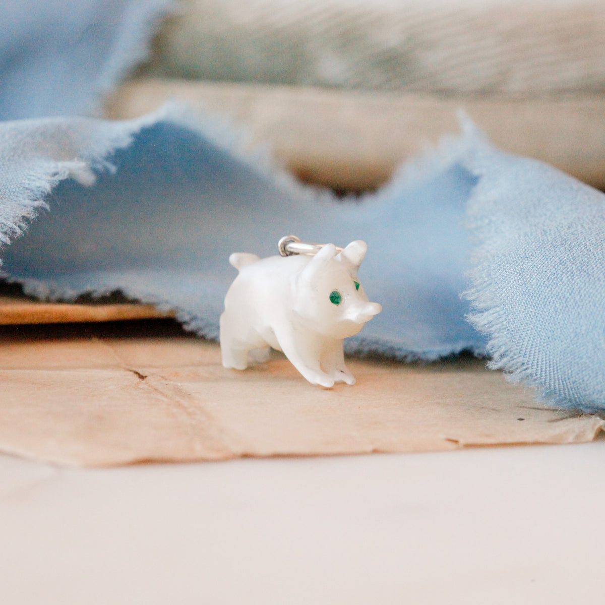 Vintage Mother of Pearl Pig Charm