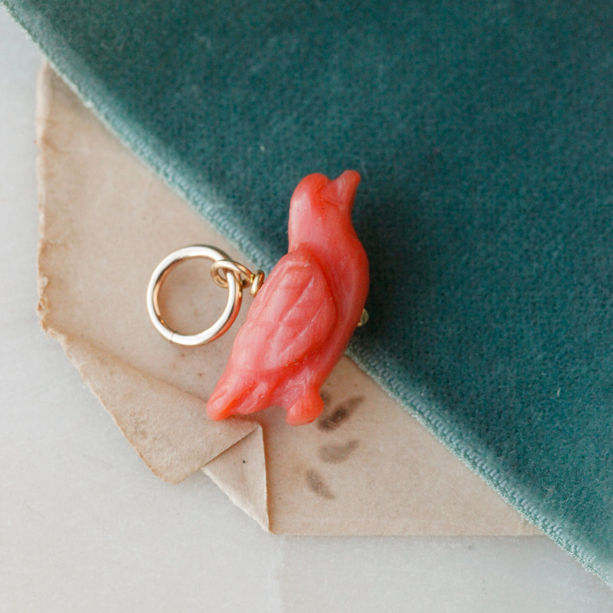 Wren Victorian Carved Coral Charm