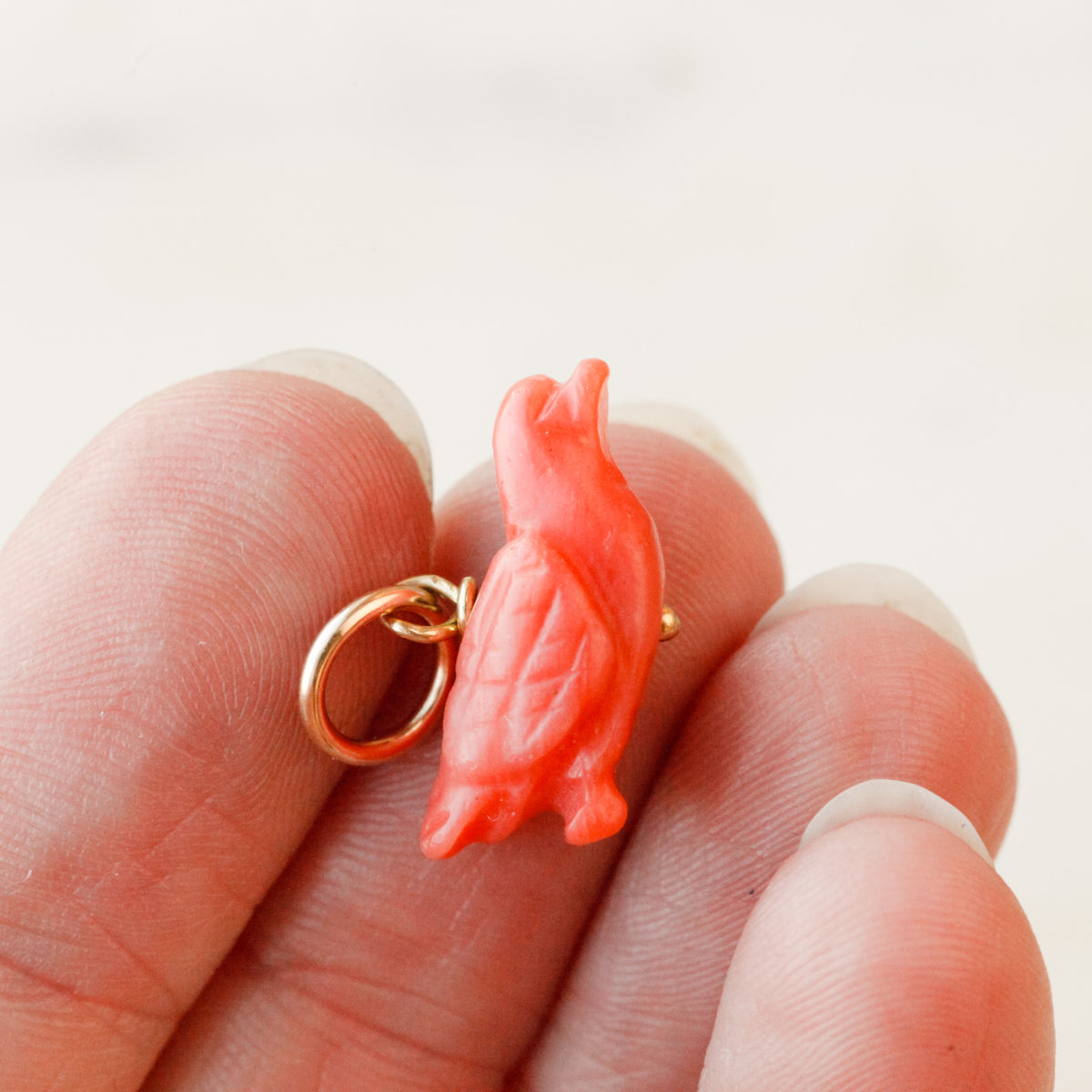 Wren Victorian Carved Coral Charm
