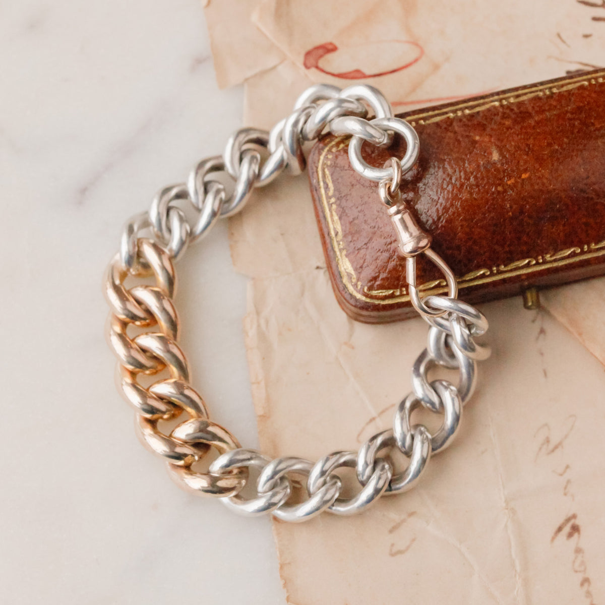 Gennie Gold and Sterling Curb Bracelet