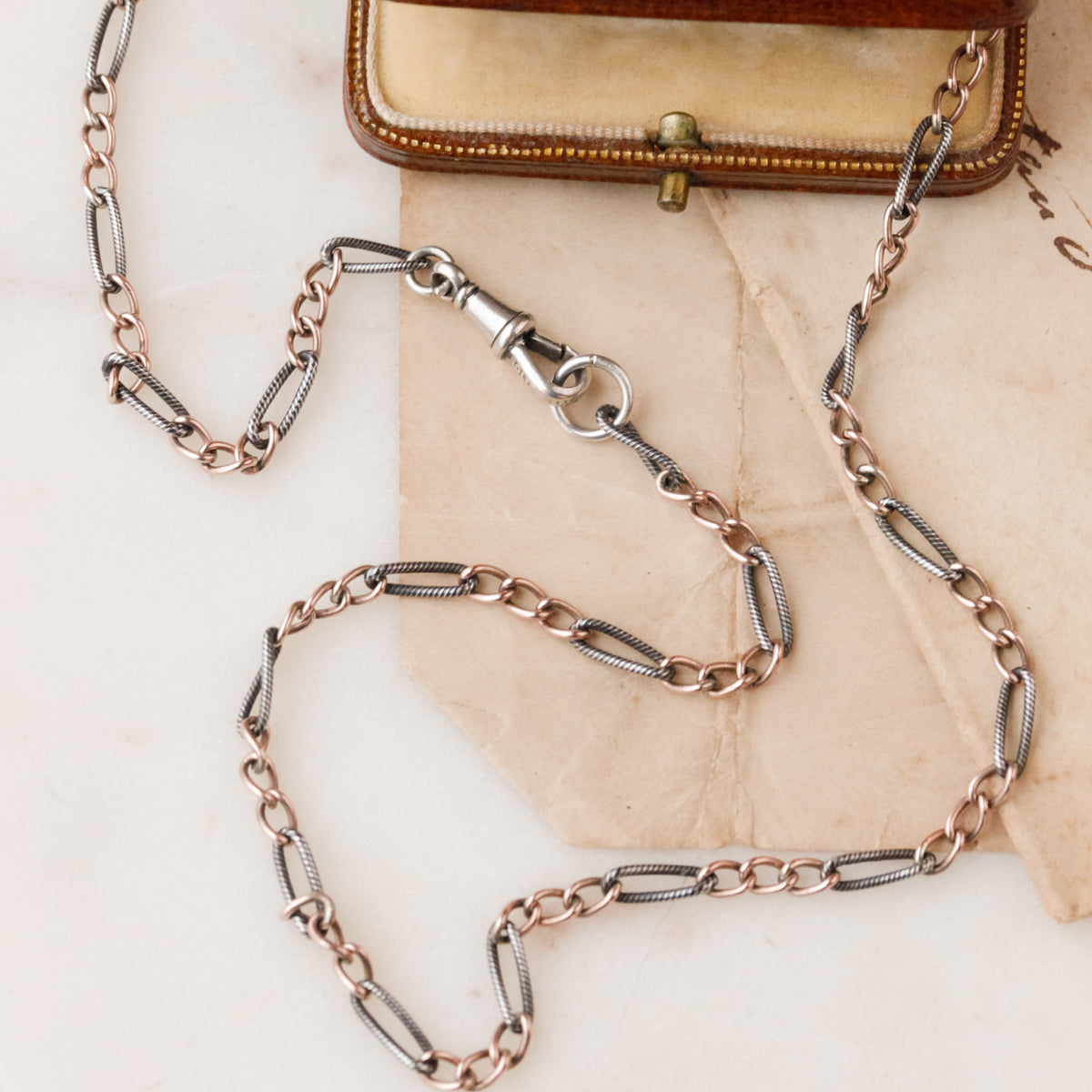 Victorian Niello Striped Figaro Chain, 20"