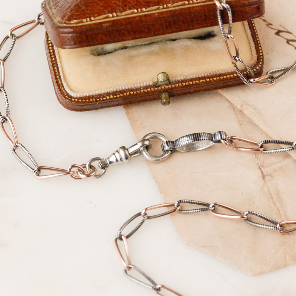 Victorian Niello Striped Elongated Cable Chain