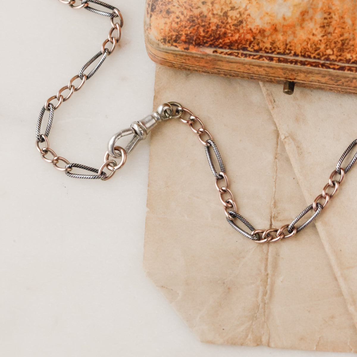 Victorian Niello Striped Figaro Chain, 20.5"