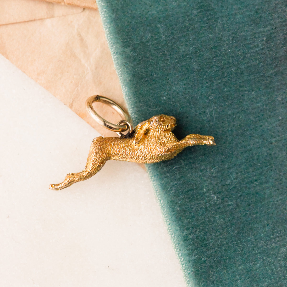 Hollie Victorian Gold Leaping Hare Pendant