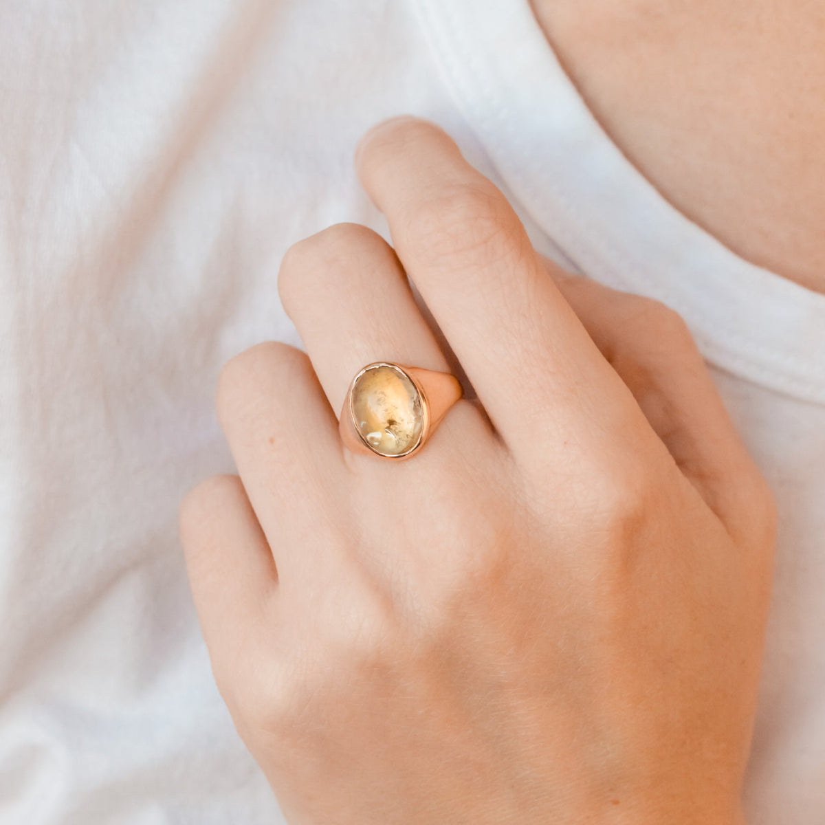 Eliza Victorian Golden Citrine Signet Ring