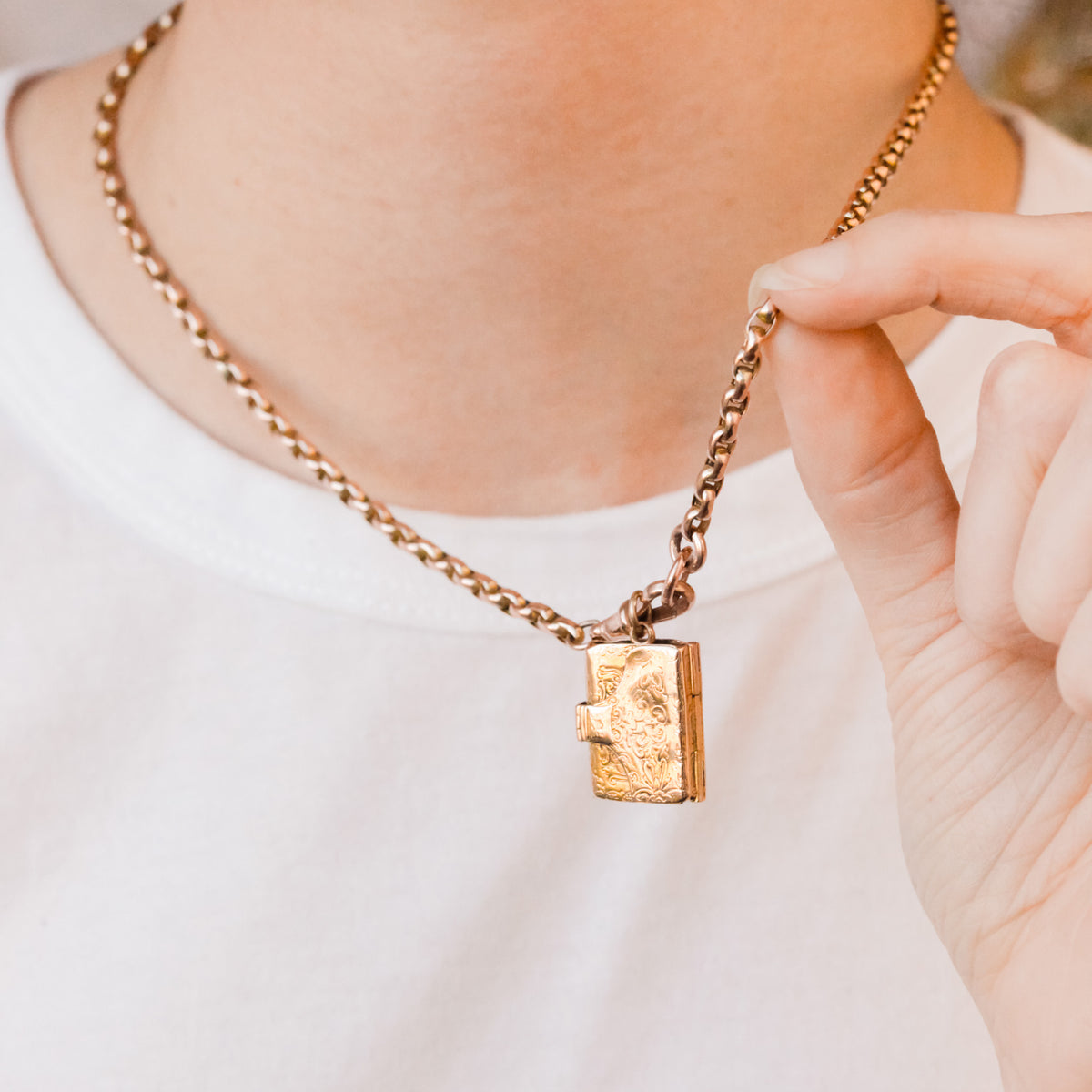 Edith Victorian Engraved Book Locket Pendant