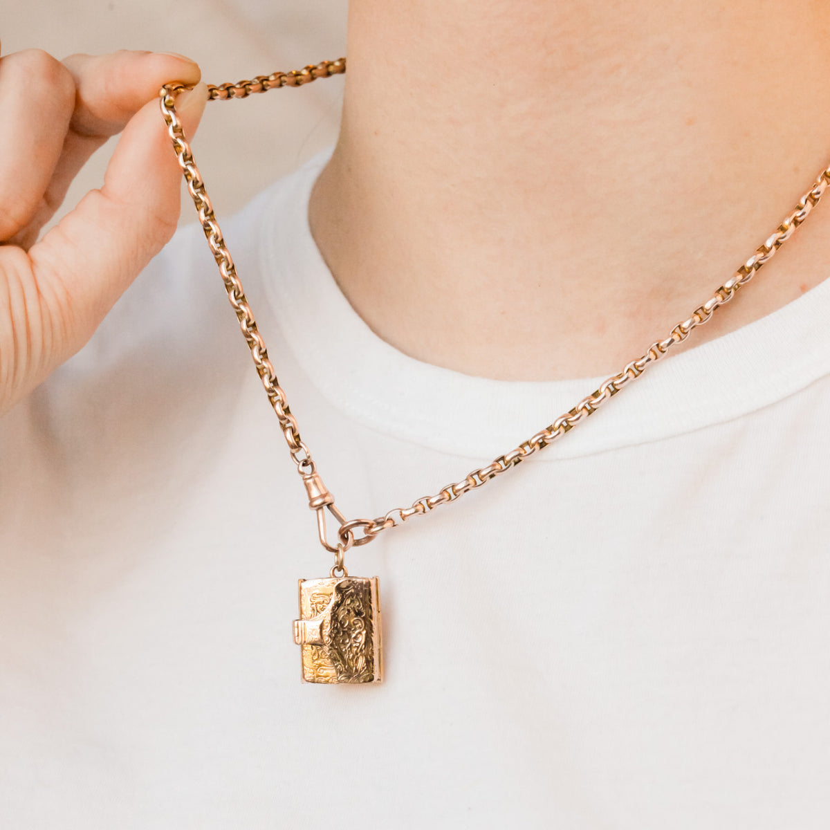 Edith Victorian Engraved Book Locket Pendant