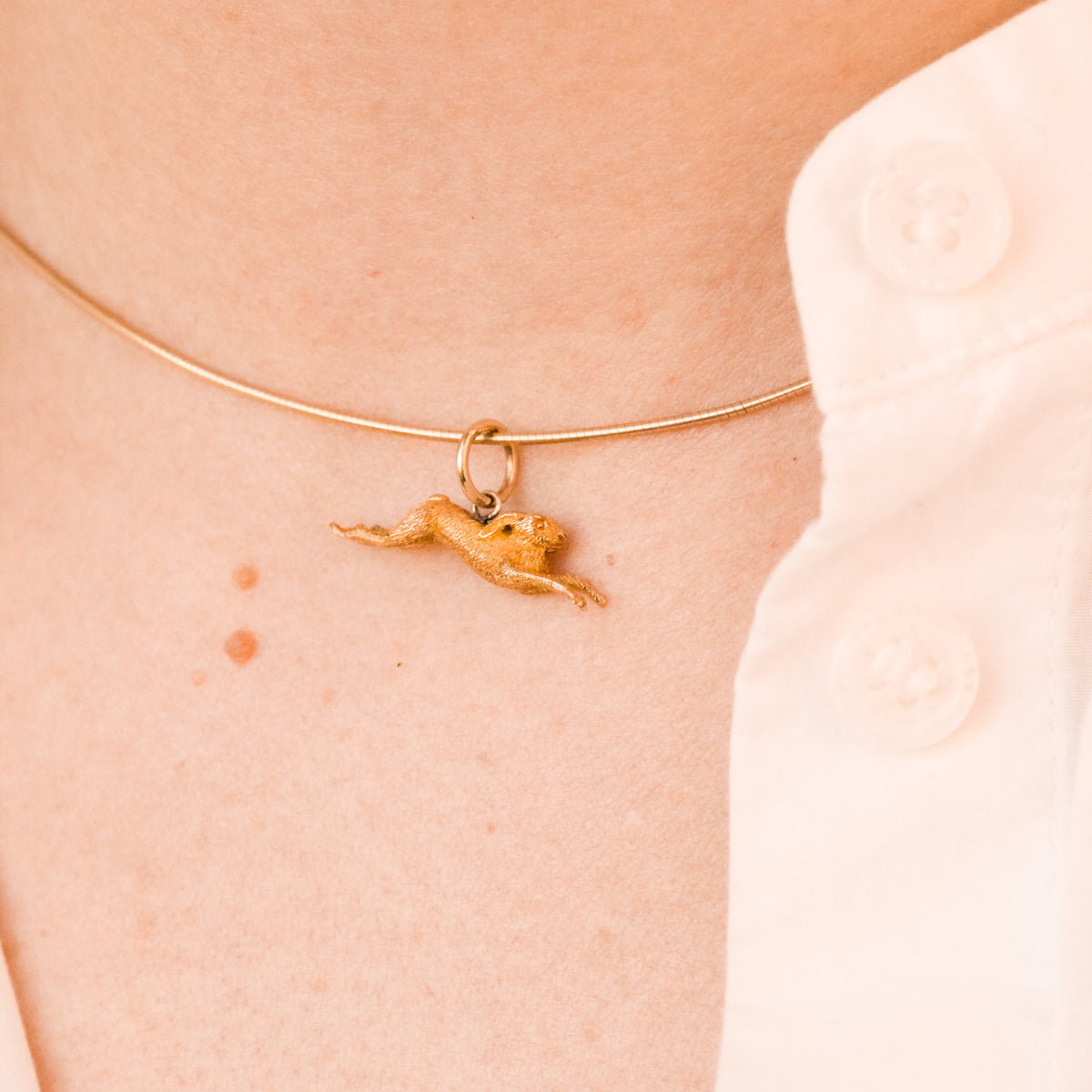 Hollie Victorian Gold Leaping Hare Pendant