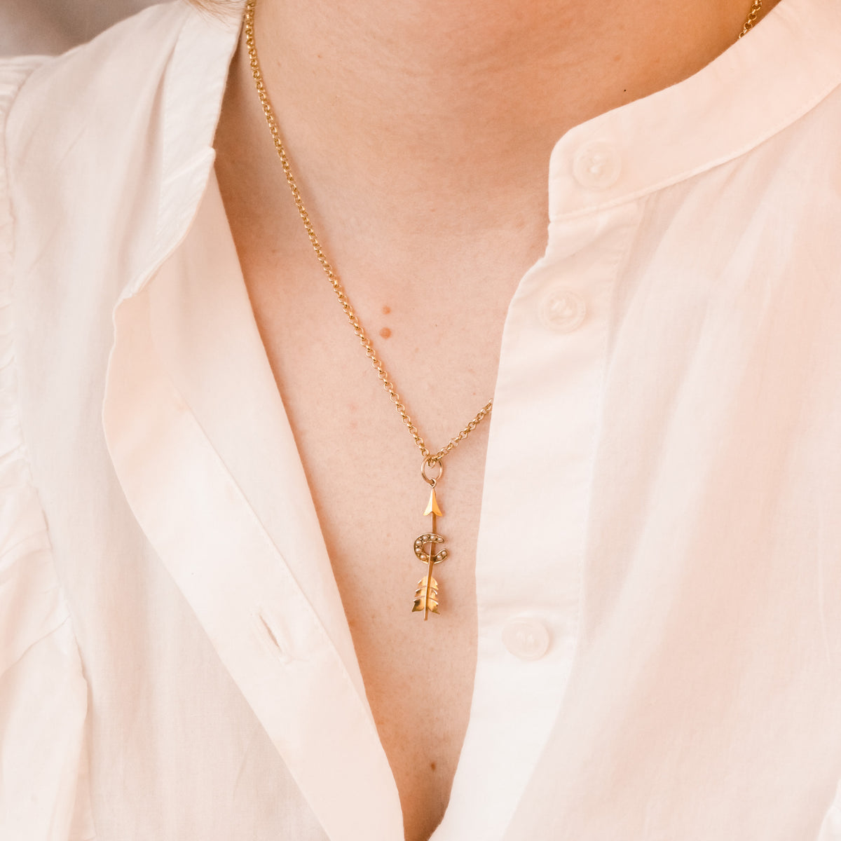 Adelaide Pearl Lover's Arrow Pendant