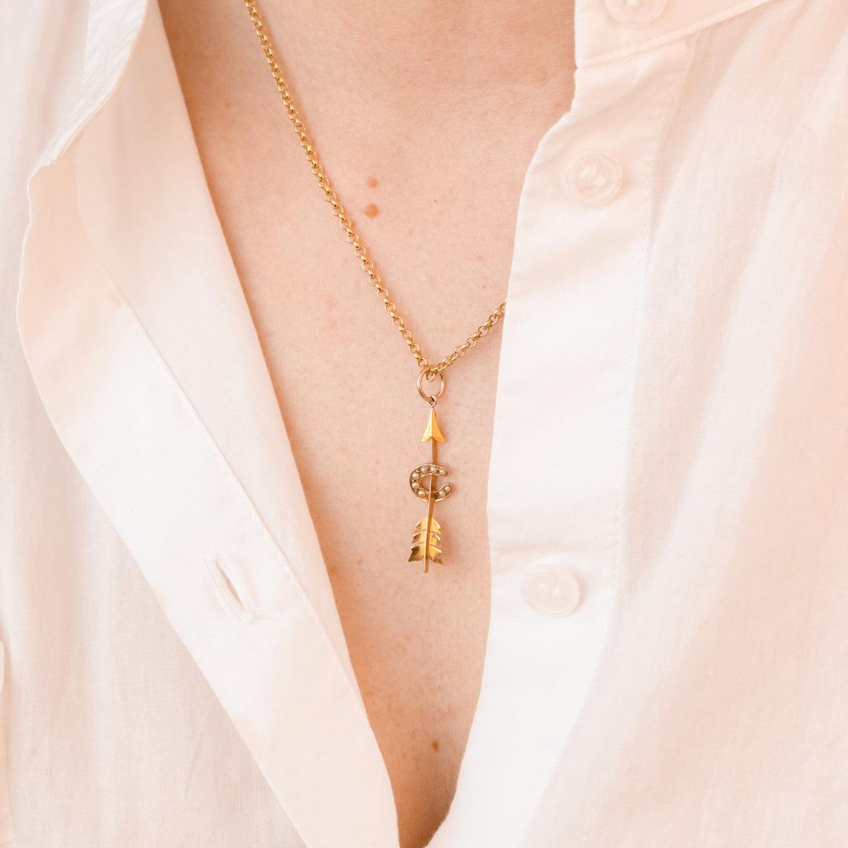 Adelaide Pearl Lover's Arrow Pendant