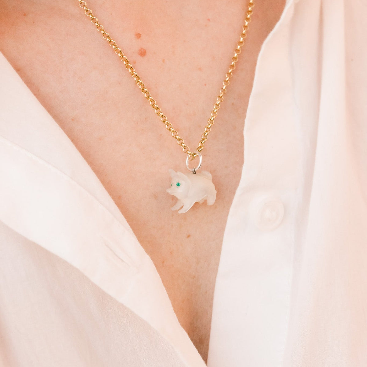 Vintage Mother of Pearl Pig Charm