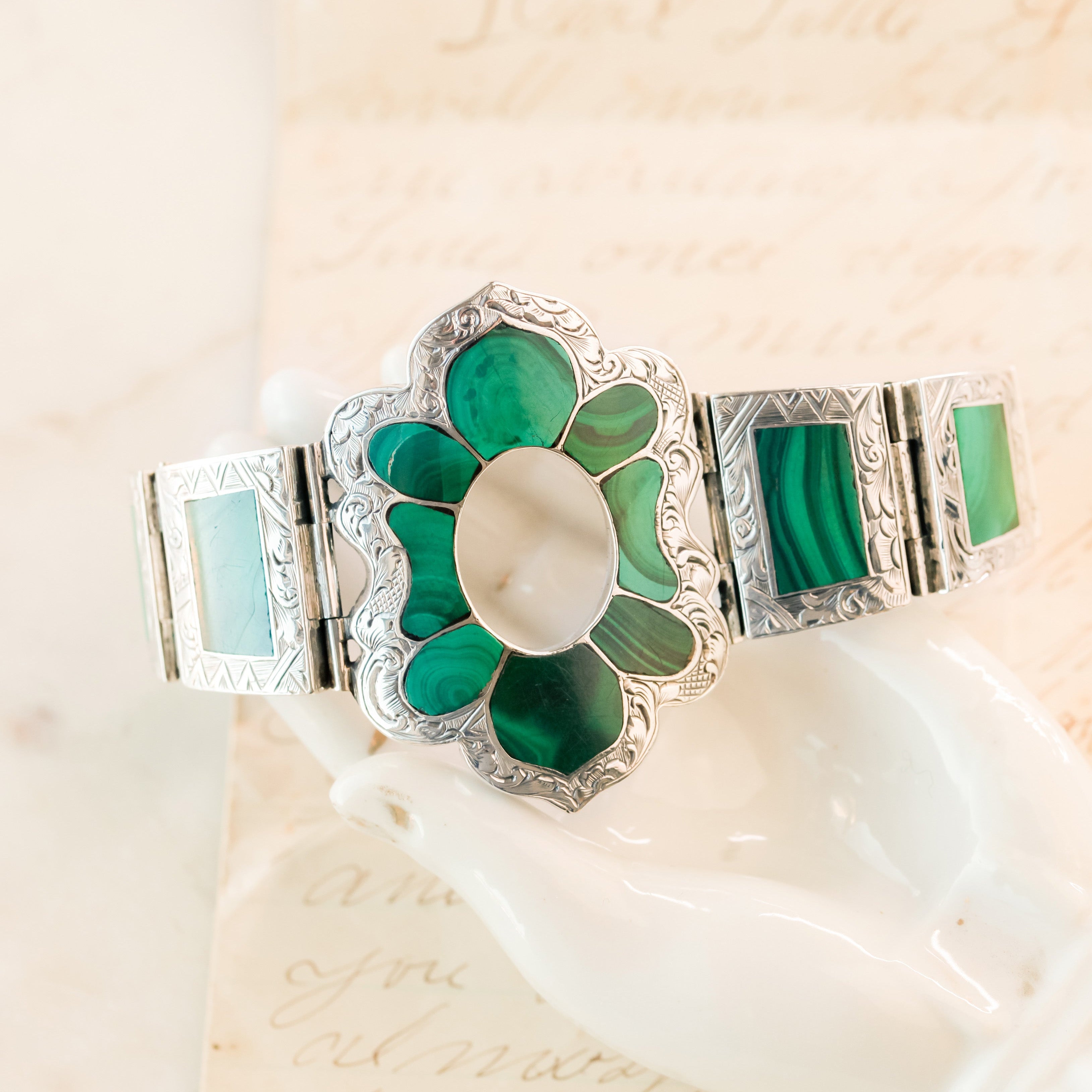 Joss Scottish Sterling Malachite Bracelet