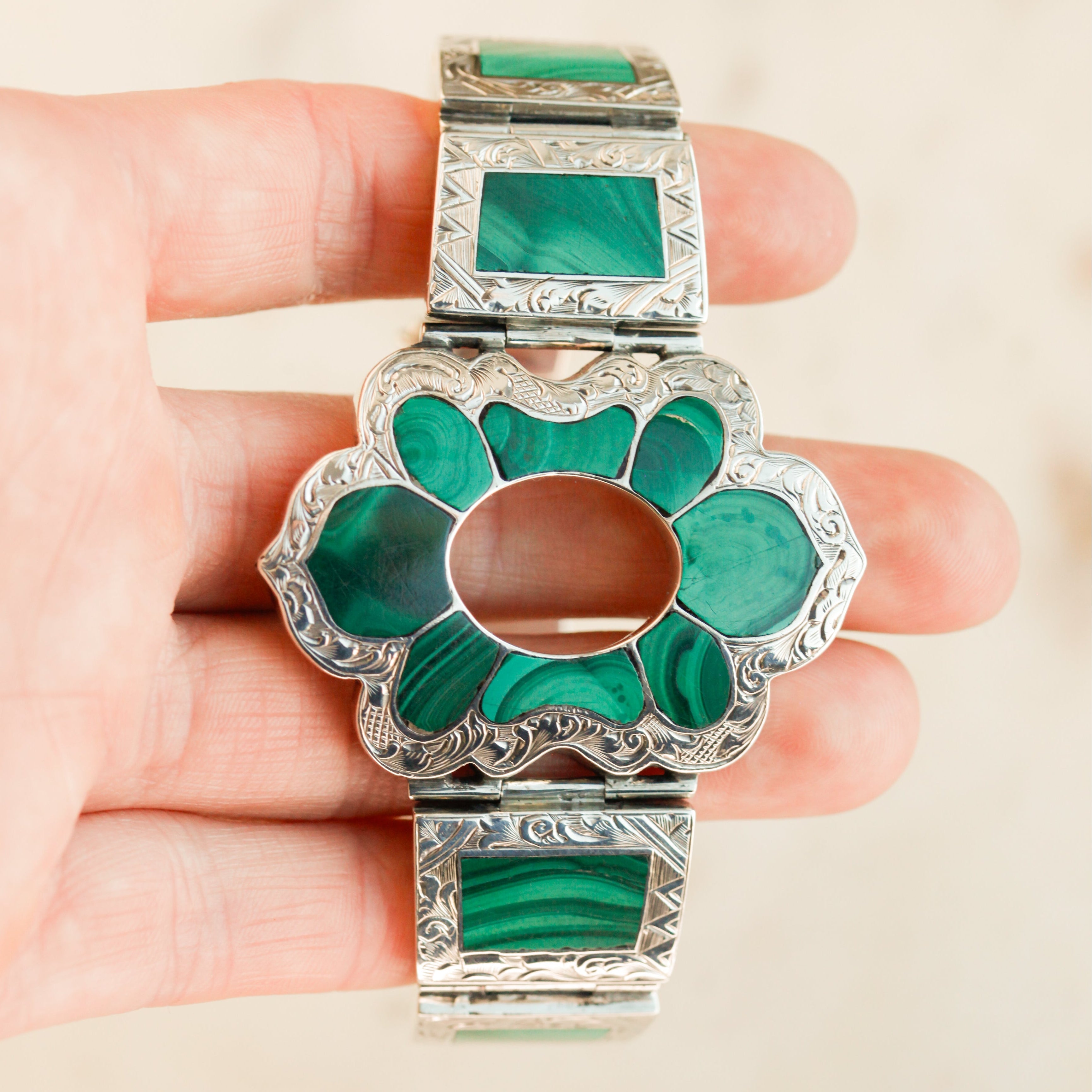 Joss Scottish Sterling Malachite Bracelet