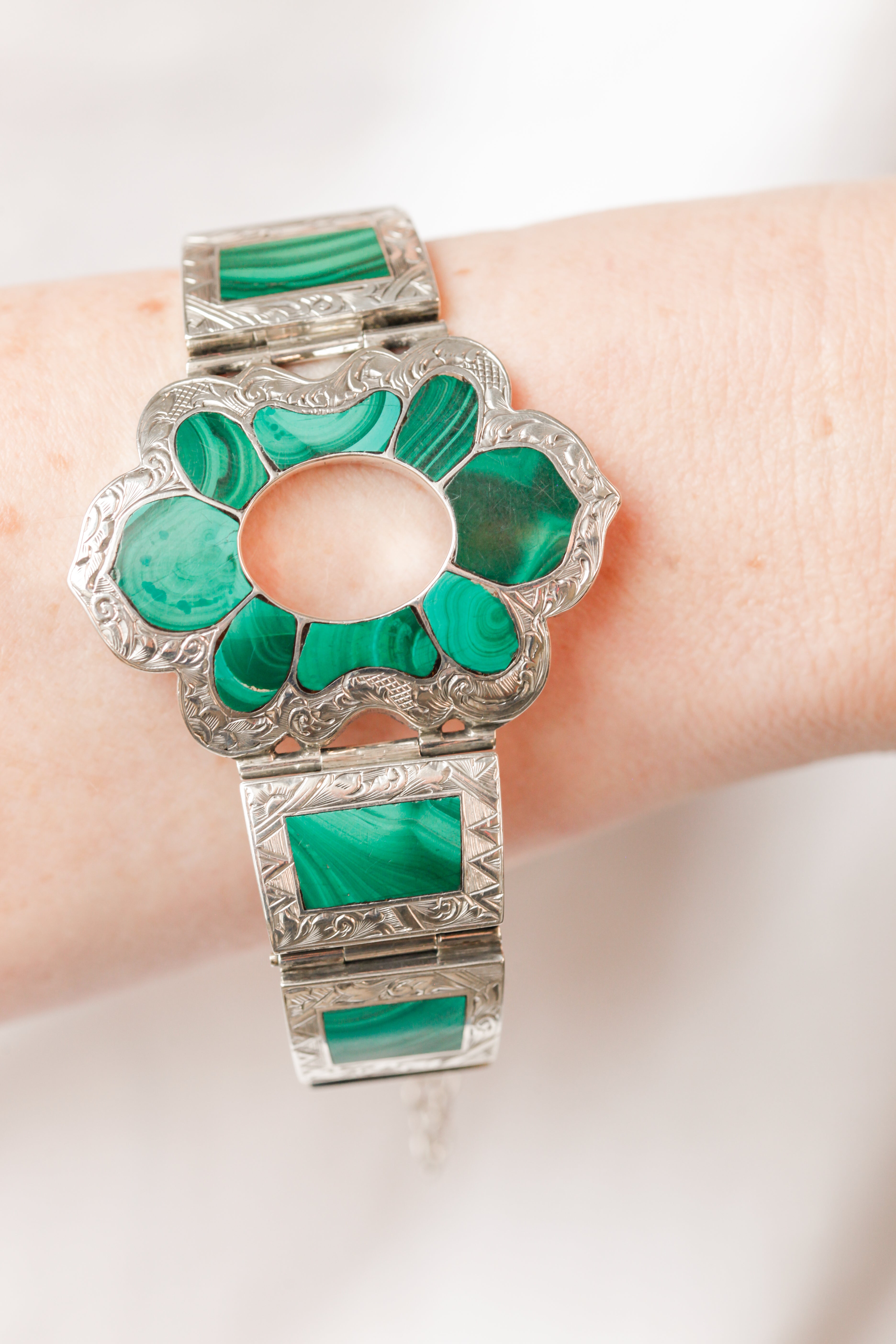Joss Scottish Sterling Malachite Bracelet