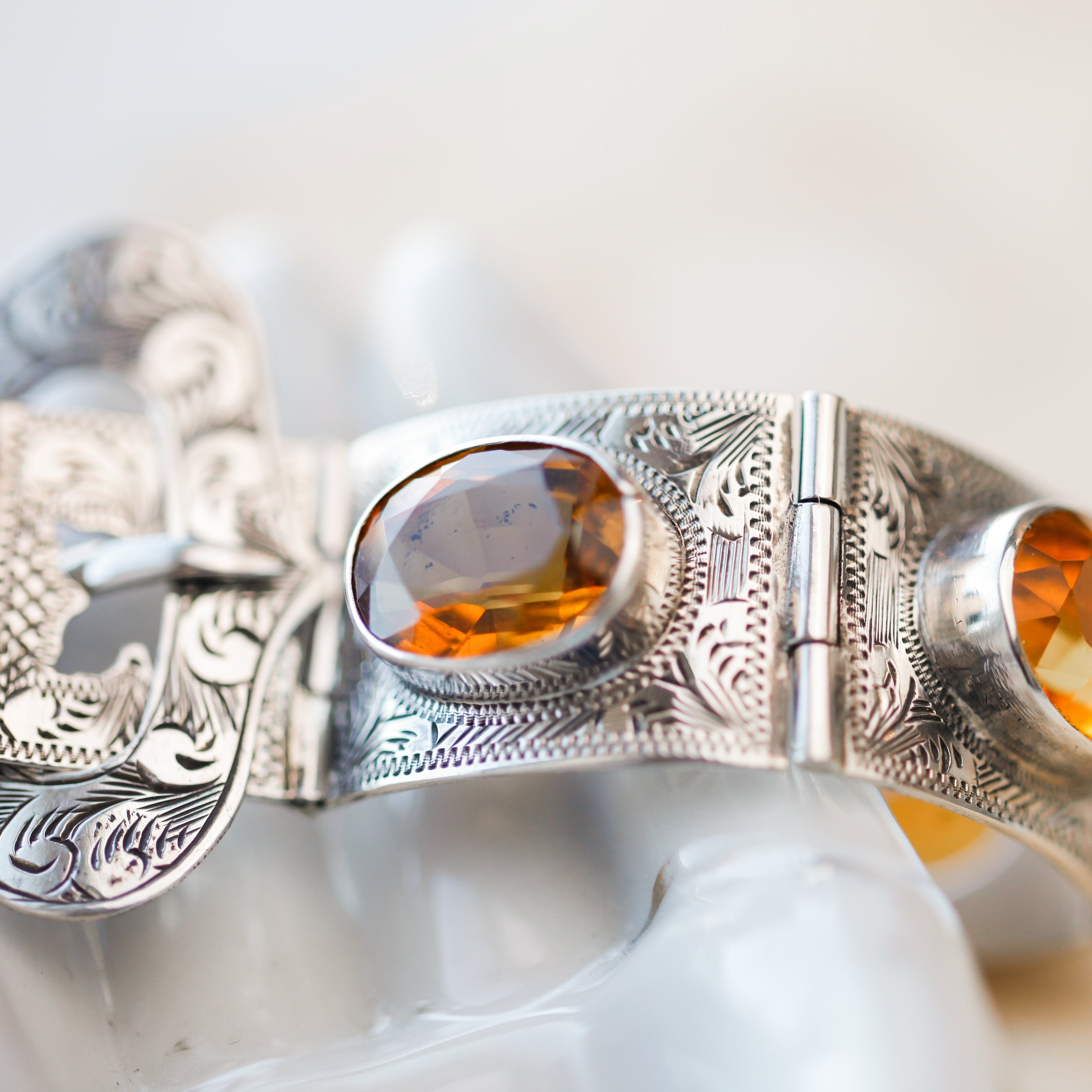 Lena Sterling Citrine Buckle Bracelet