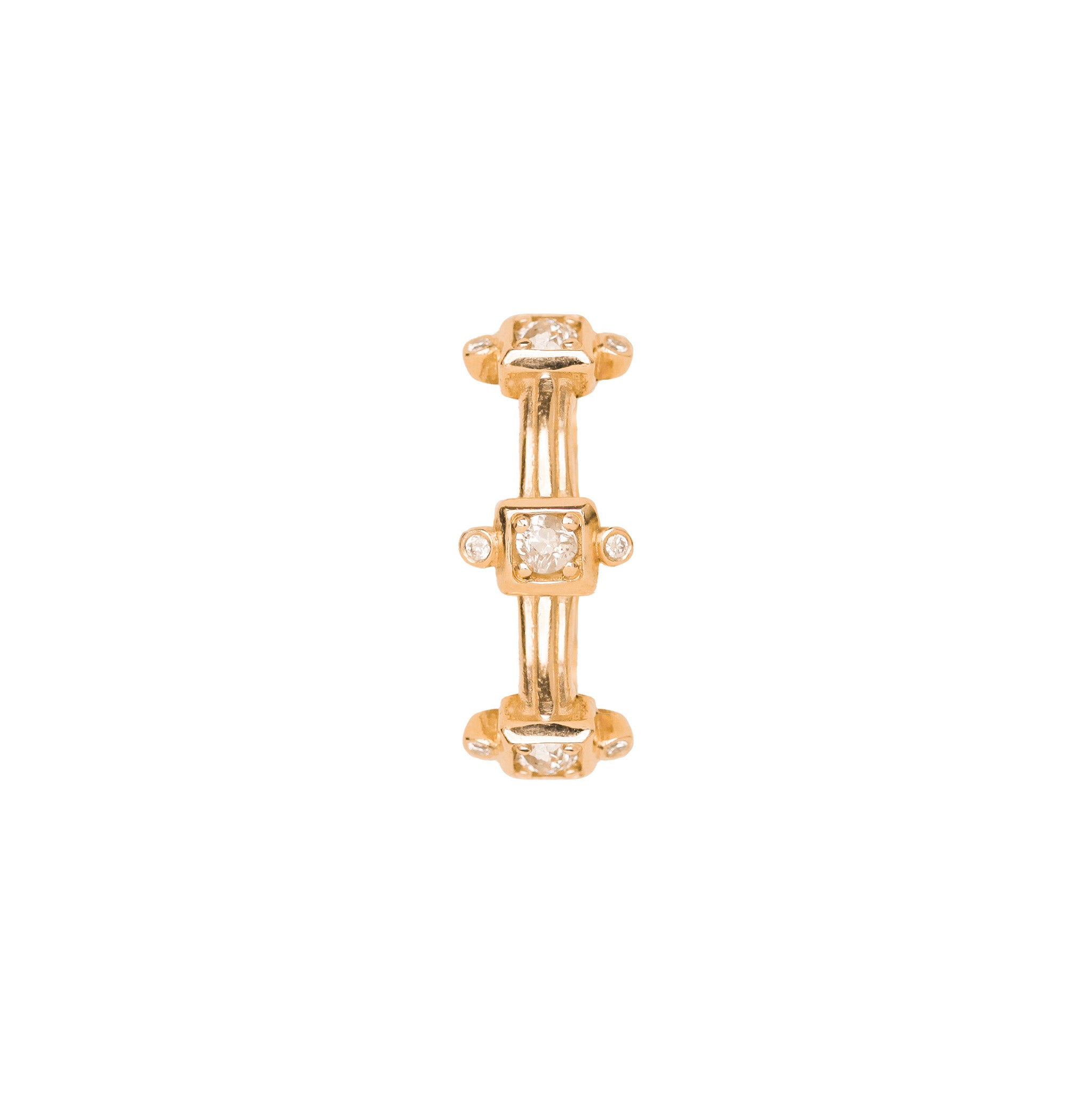 Studded Court Band with Antique Old Mine Cut Diamonds