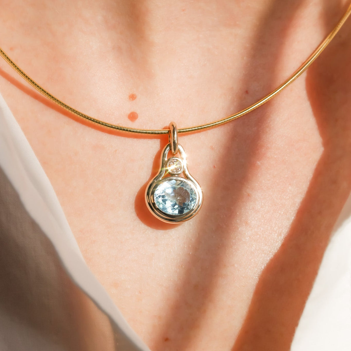 Totem Pendant with Aquamarine and Diamond