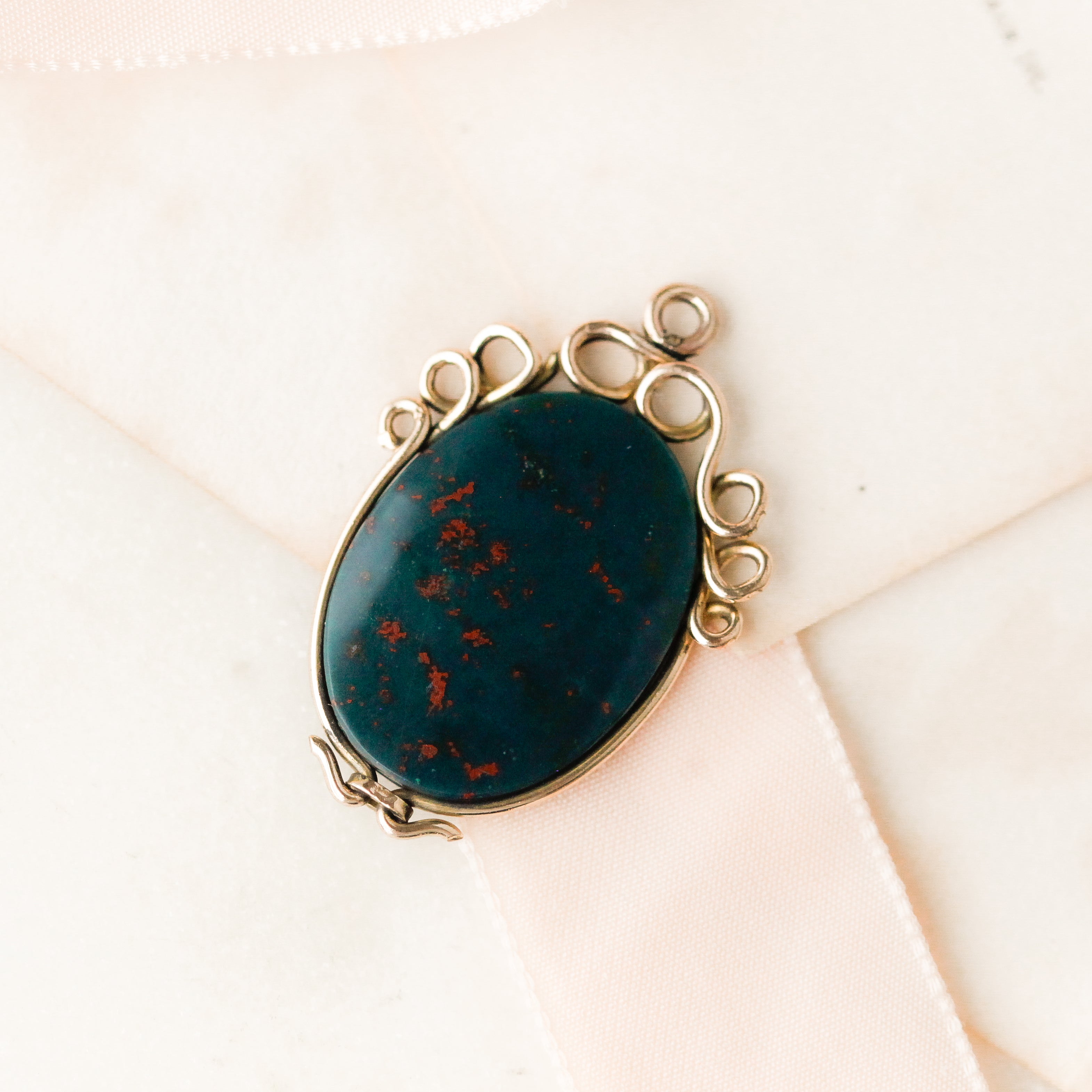Custom Gilt Oval Bloodstone Fob