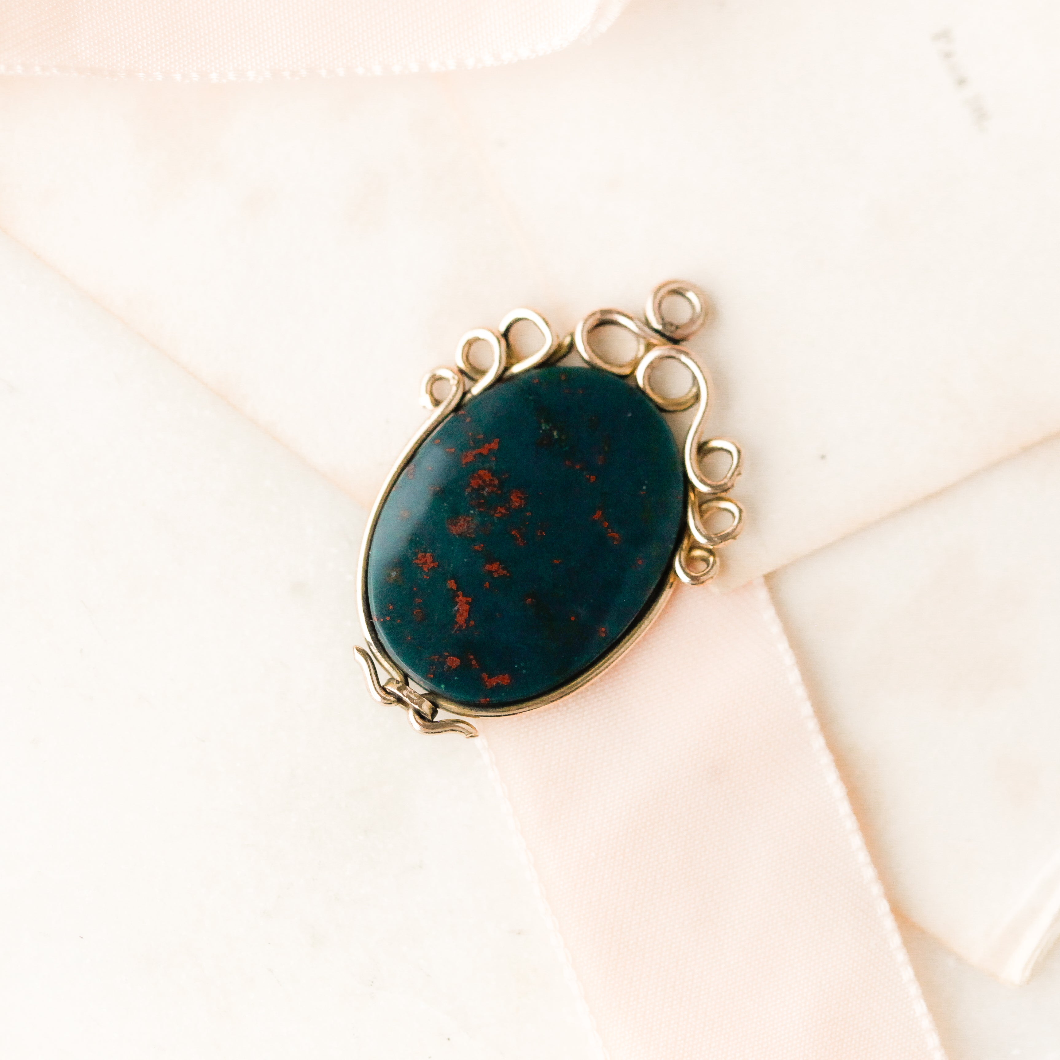 Custom Gilt Oval Bloodstone Fob