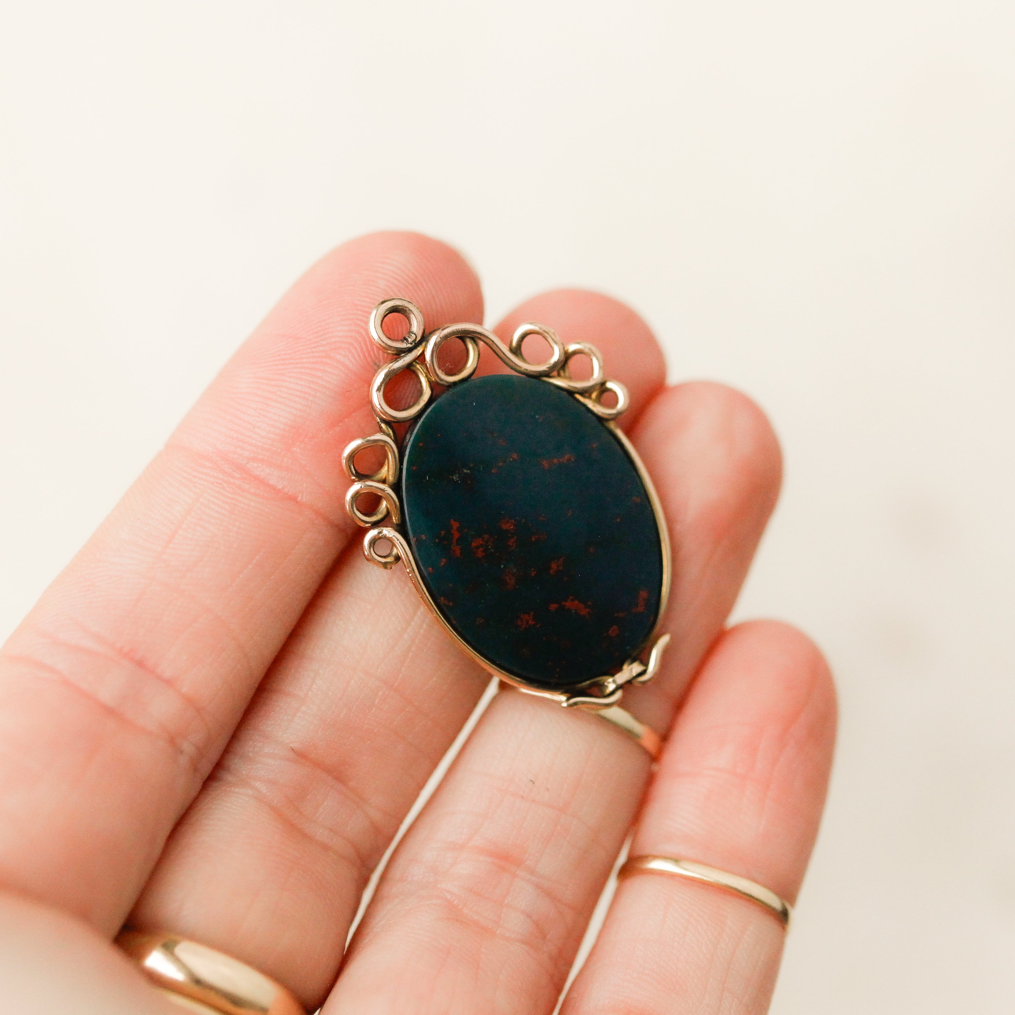 Custom Gilt Oval Bloodstone Fob