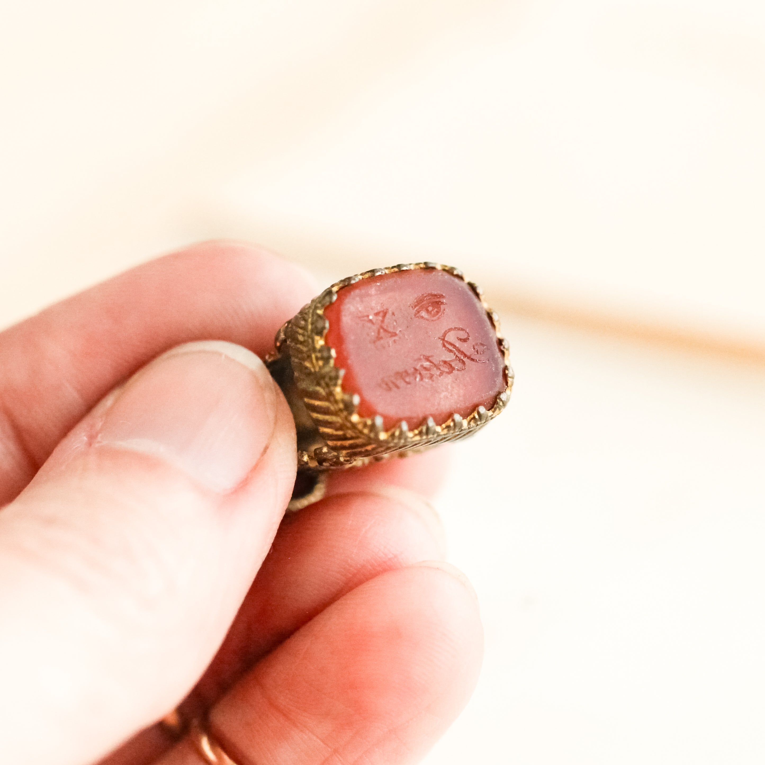 "Eye Expect Return" Carnelian Fob Pendant