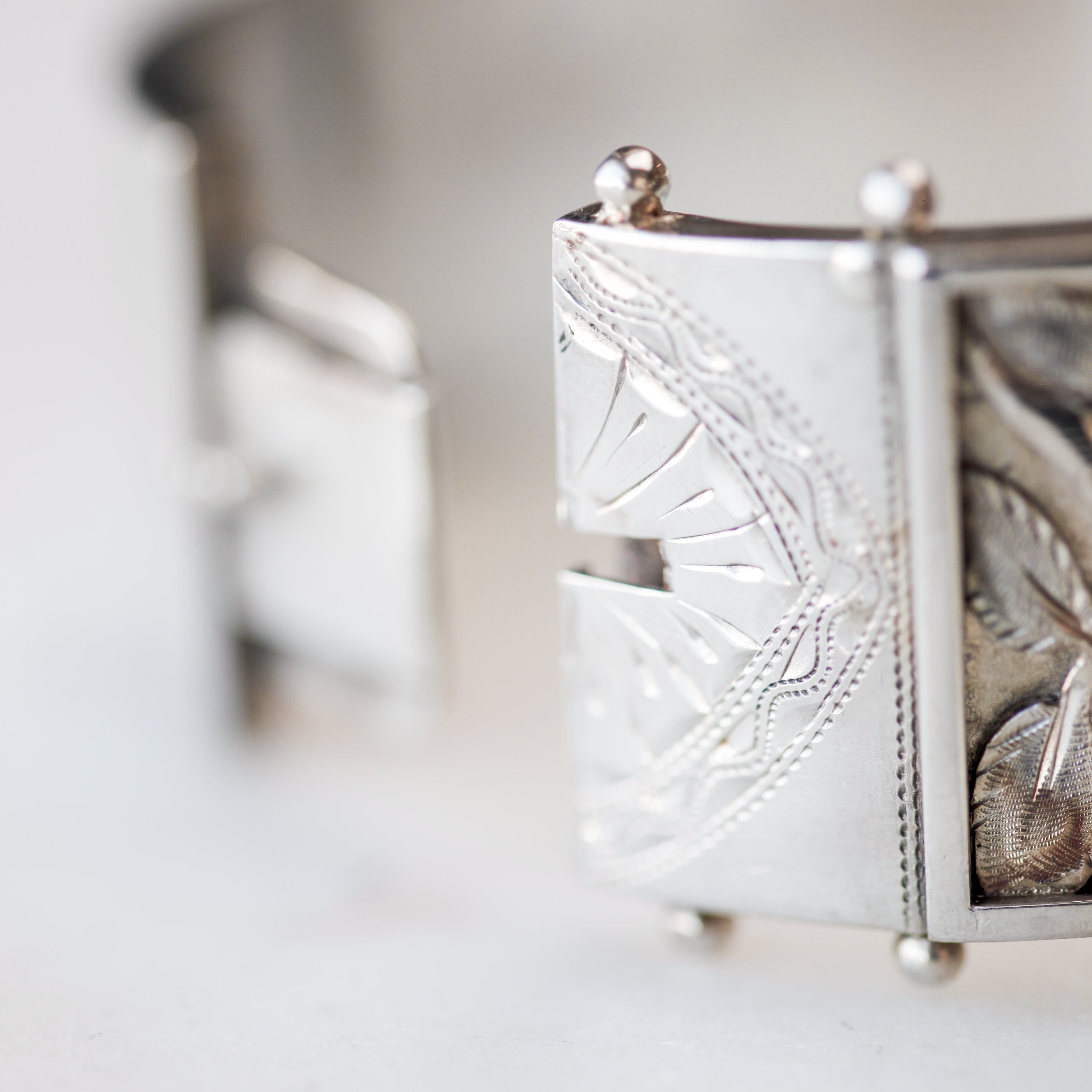 Floral Victorian Sterling Bangle
