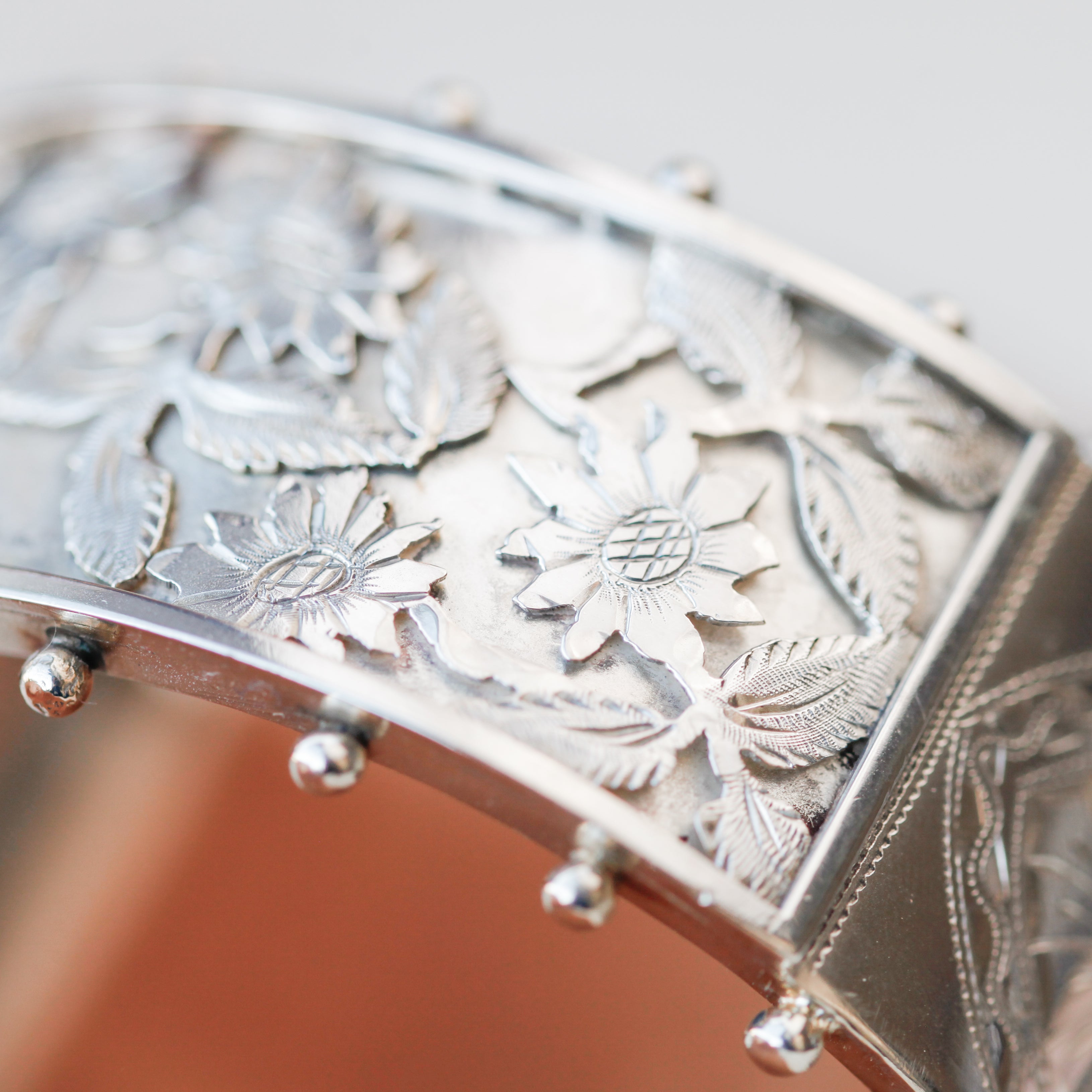Floral Victorian Sterling Bangle