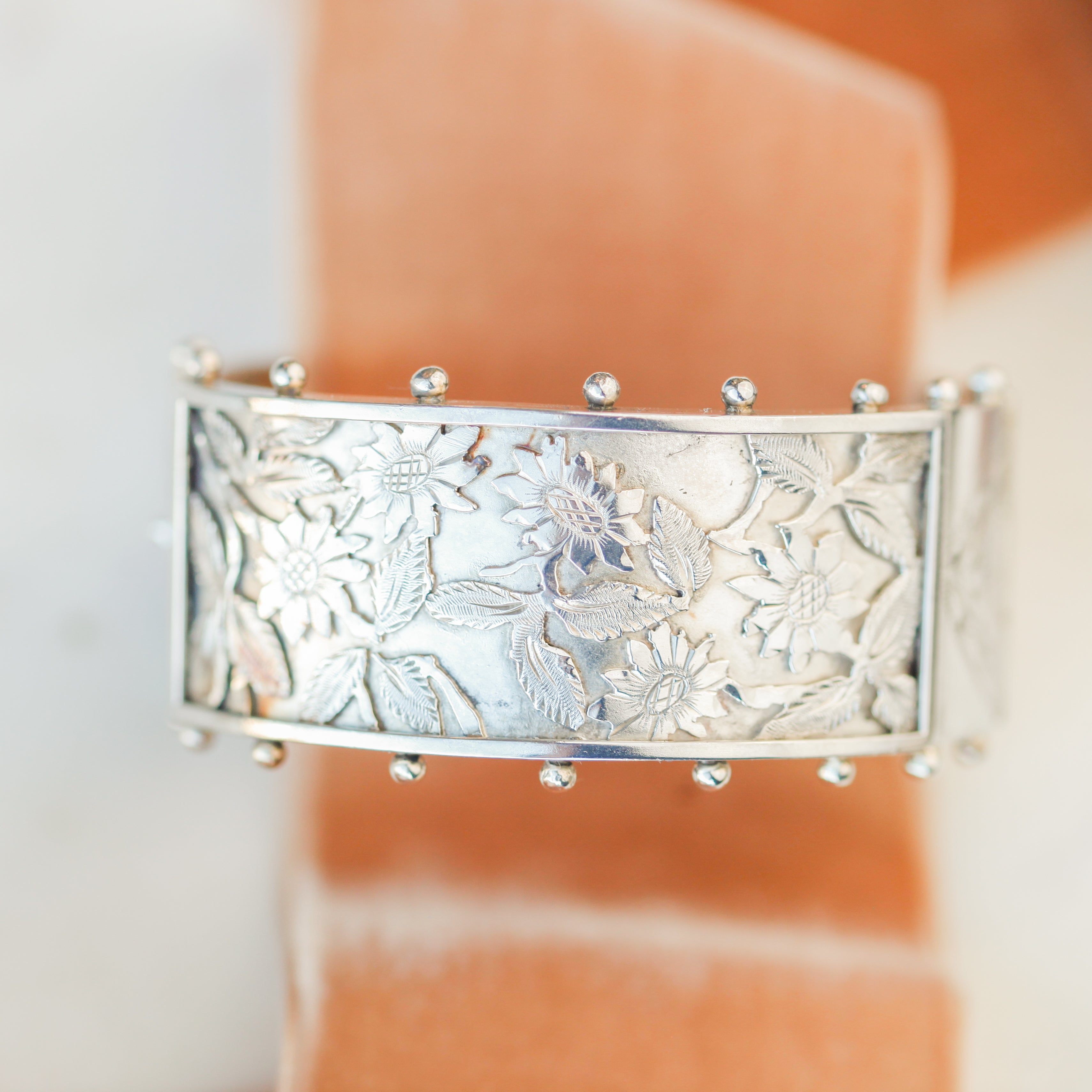 Floral Victorian Sterling Bangle
