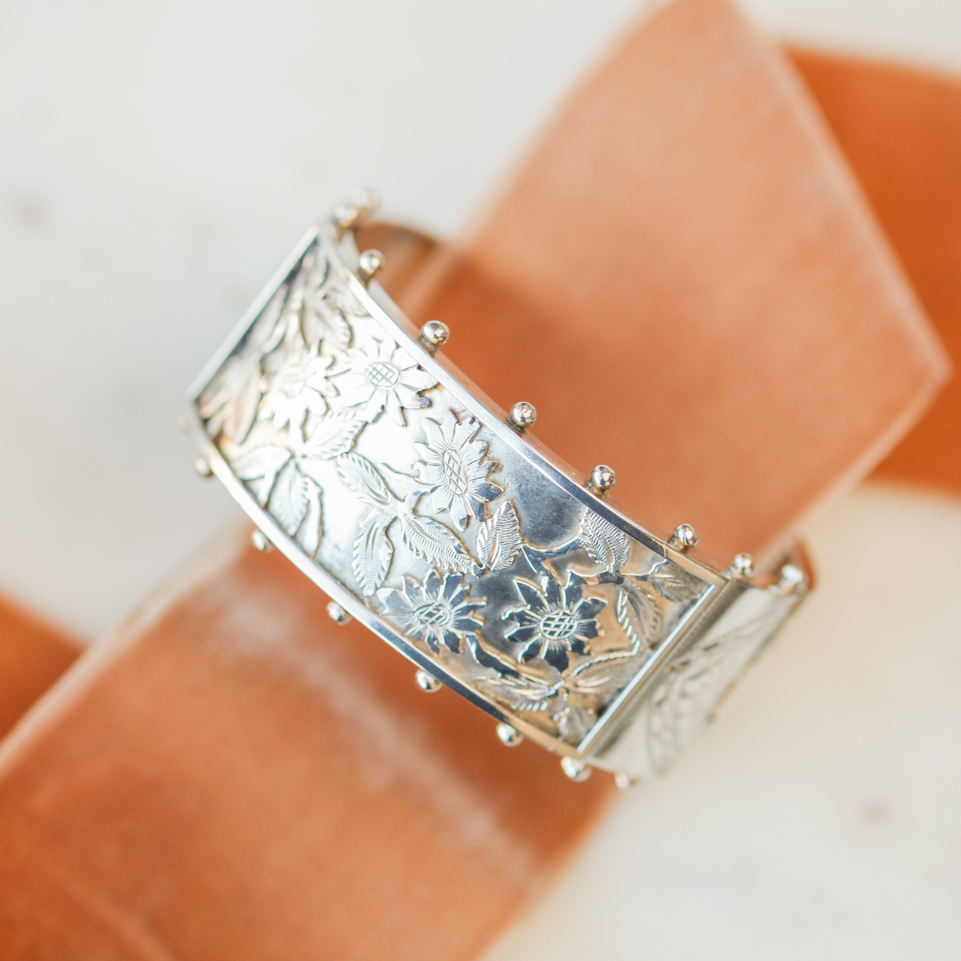 Floral Victorian Sterling Bangle
