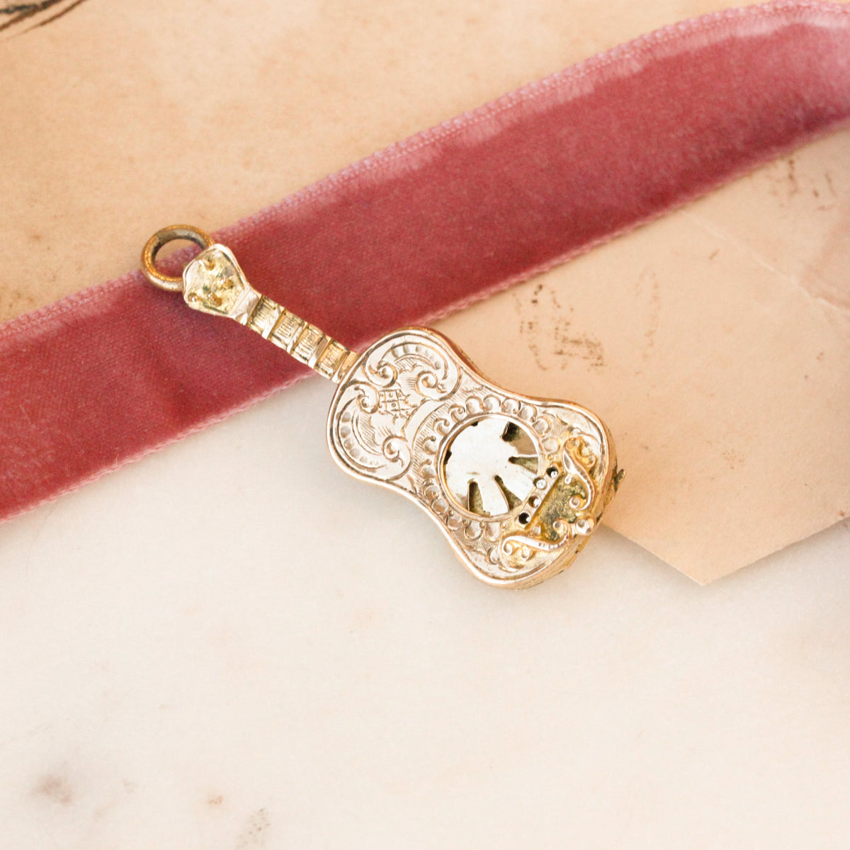Victorian Guitar Vinaigrette Pendant