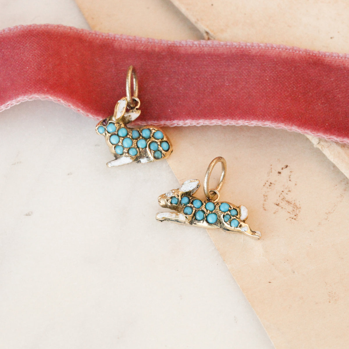 Cottontail Enameled Turquoise Enamel Charms