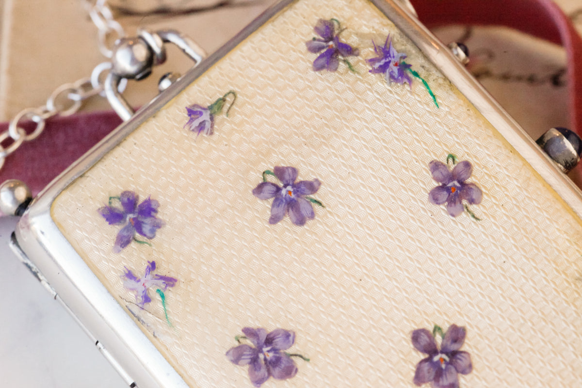 Louis Kuppenheim Enameled Iris and Sapphire Minaudière