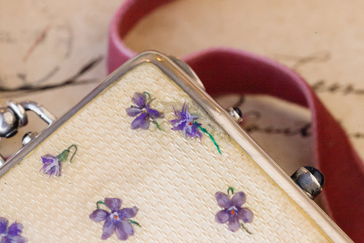Louis Kuppenheim Enameled Iris and Sapphire Minaudière