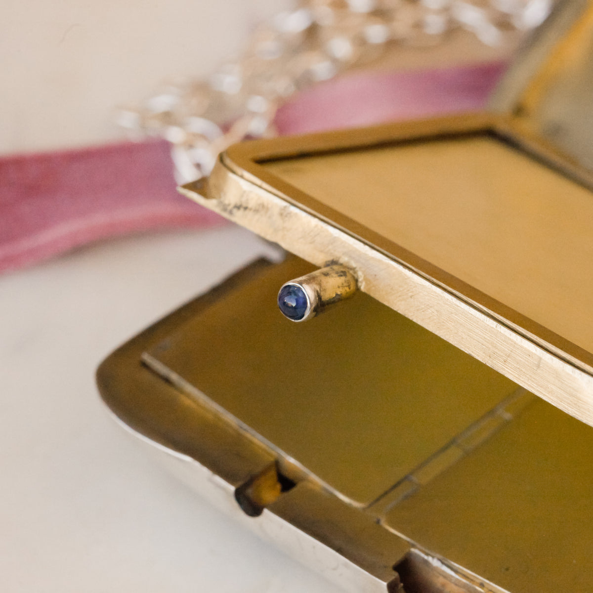 Louis Kuppenheim Enameled Iris and Sapphire Minaudière