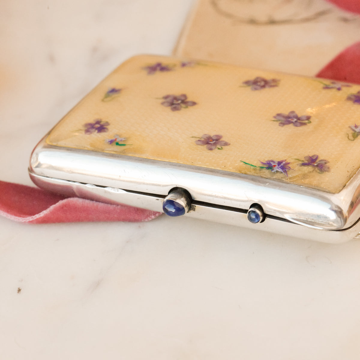 Louis Kuppenheim Enameled Iris and Sapphire Minaudière