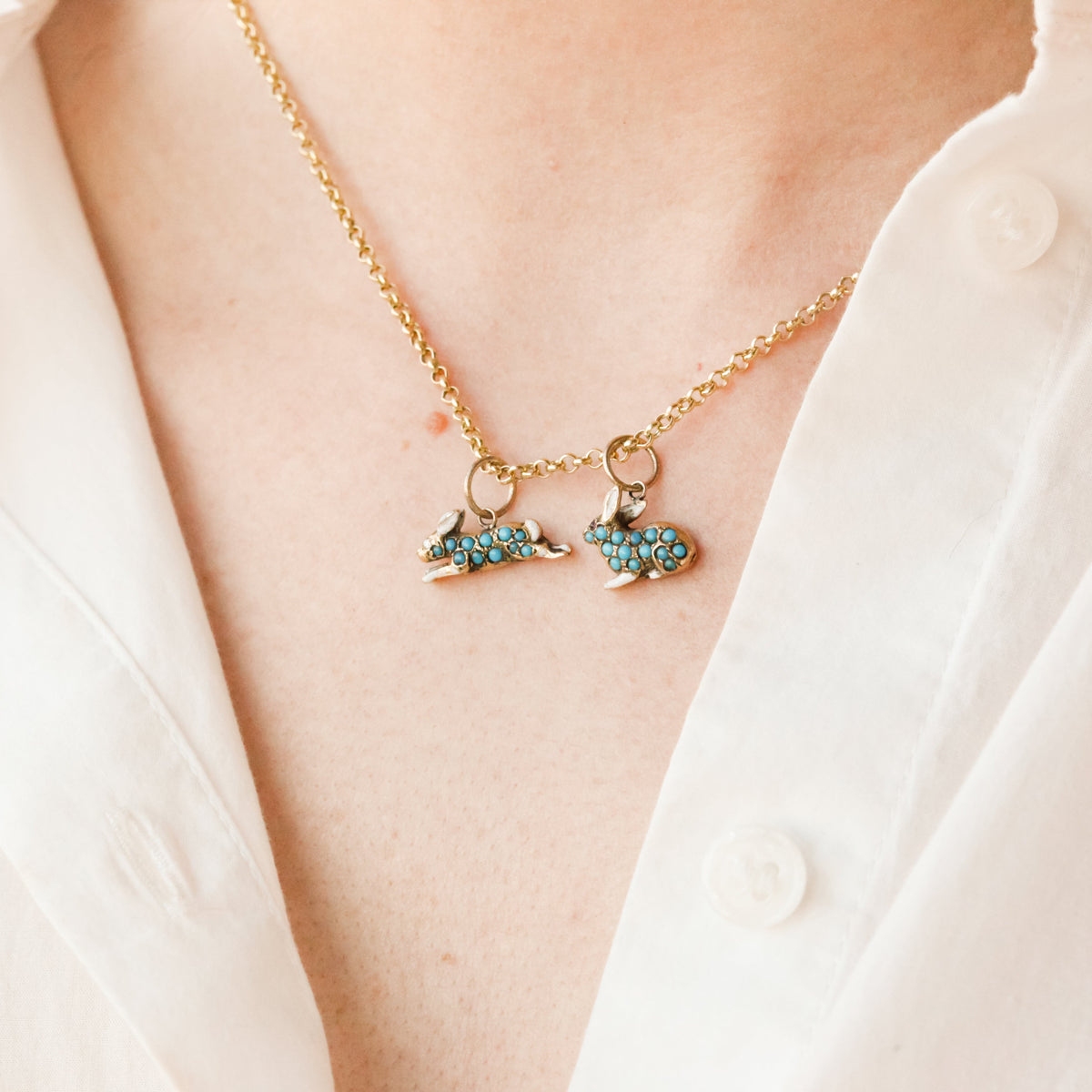 Cottontail Enameled Turquoise Enamel Charms