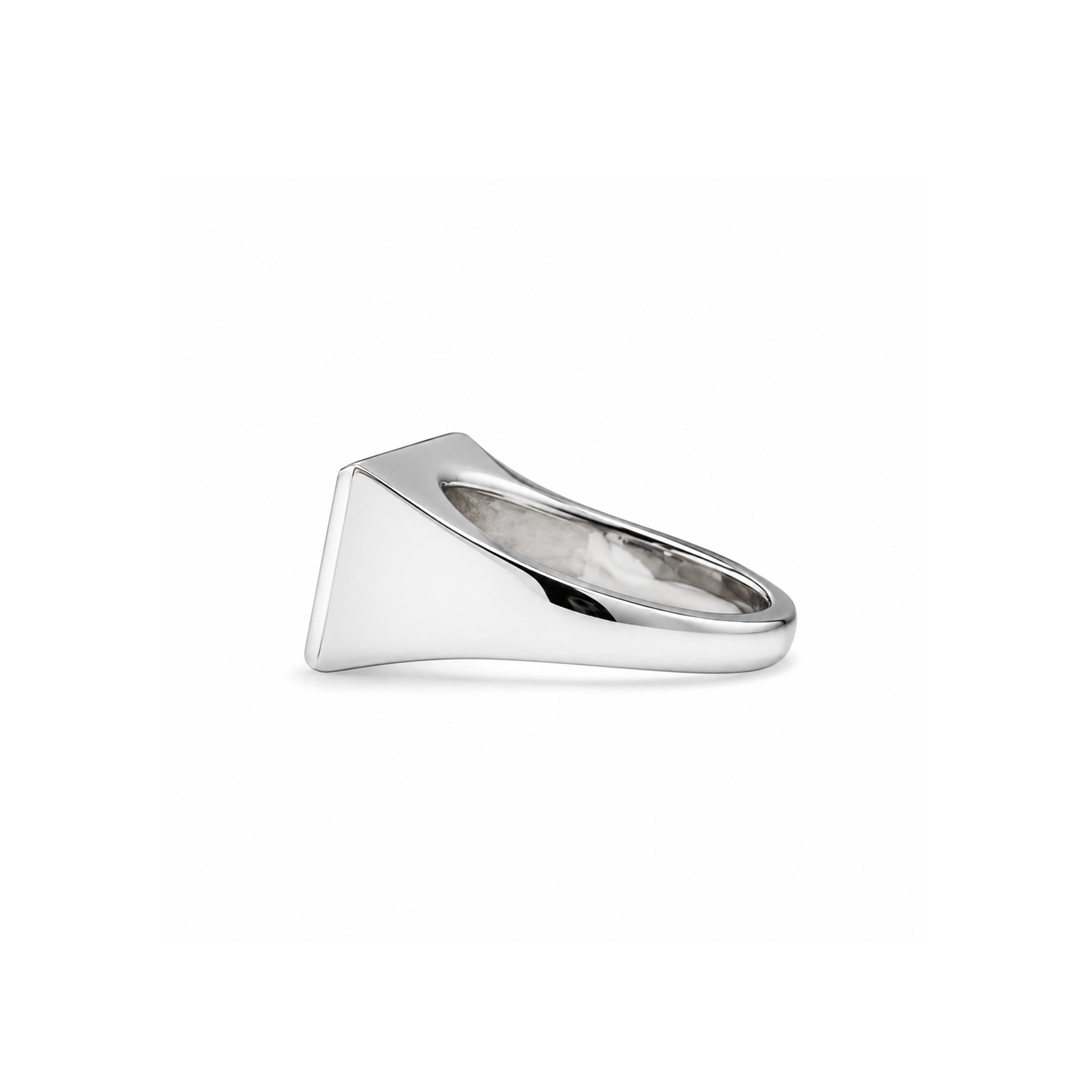 Sculpted Signet in White Gold