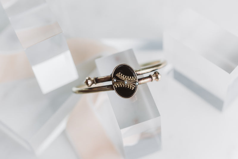 Onyx + Pearl Engagement Bracelet