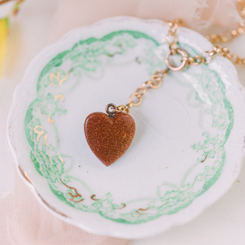 victorian goldstone heart necklace