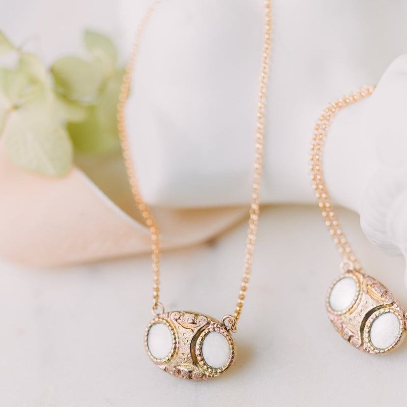 matching victorian gold cufflink conversion necklaces with mother of pearl details