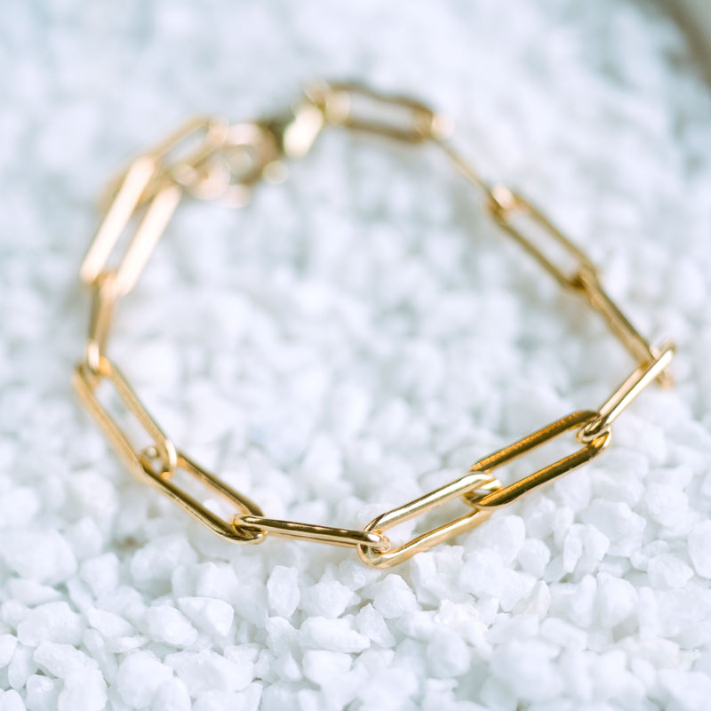 gold paper clip chain bracelet